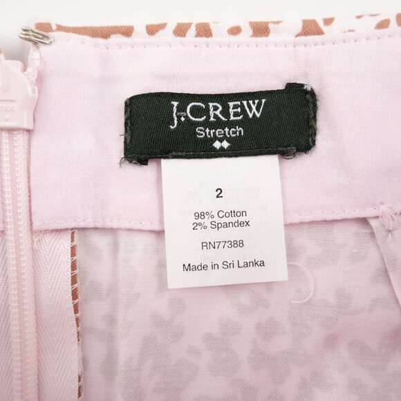 J. CREW Stretch pink brown print skirt size 2 - Picture 2 of 7